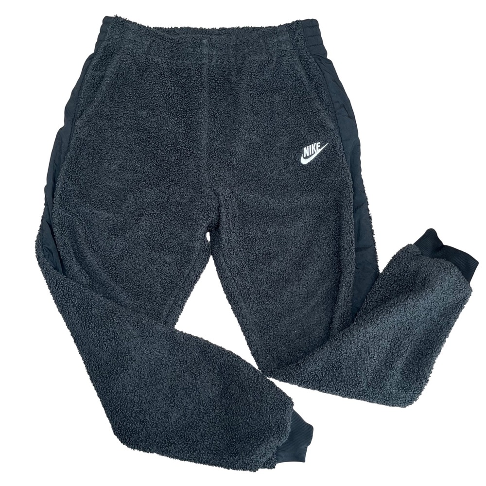 Nike Sherpa Fleece Joggers‎ Youth XL Black High Pile Sweatpants Gorpcore